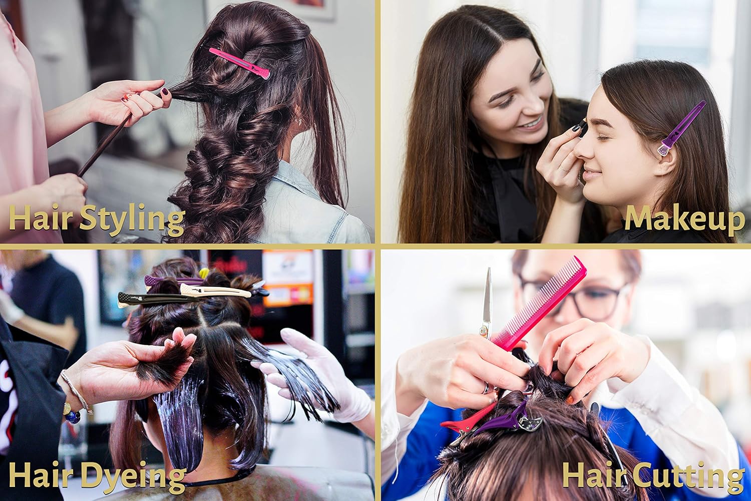 Fagaci Hair Clips | 12 Hair Clips for Styling and Sectioning with Silicone Band | Professional Hair Clips for Women - Salon Hair Clips and DIY Accessories - Durable, Anti-Slip : Beauty