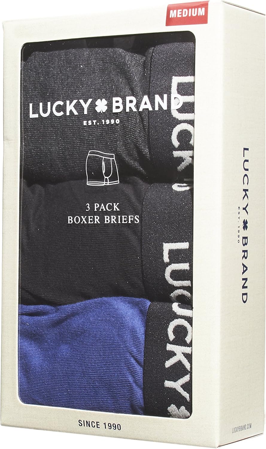 Lucky Brand Men's Cotton Boxer Briefs Underwear with Functional Fly (3 Pack) at  Men’s Clothing store