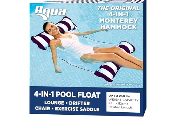 Aqua Original 4-in-1 Monterey Hammock Pool Float & Water Hammock – Multi-Purpose, Inflatable Pool Floats for Adults – Patente