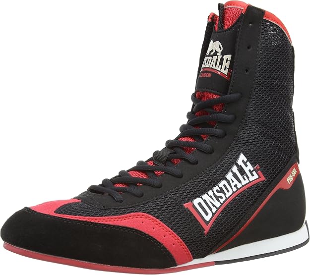 Lonsdale Mens Mitchum Shoes High Top Boxing boots LMA442 Black/Red 7 UK