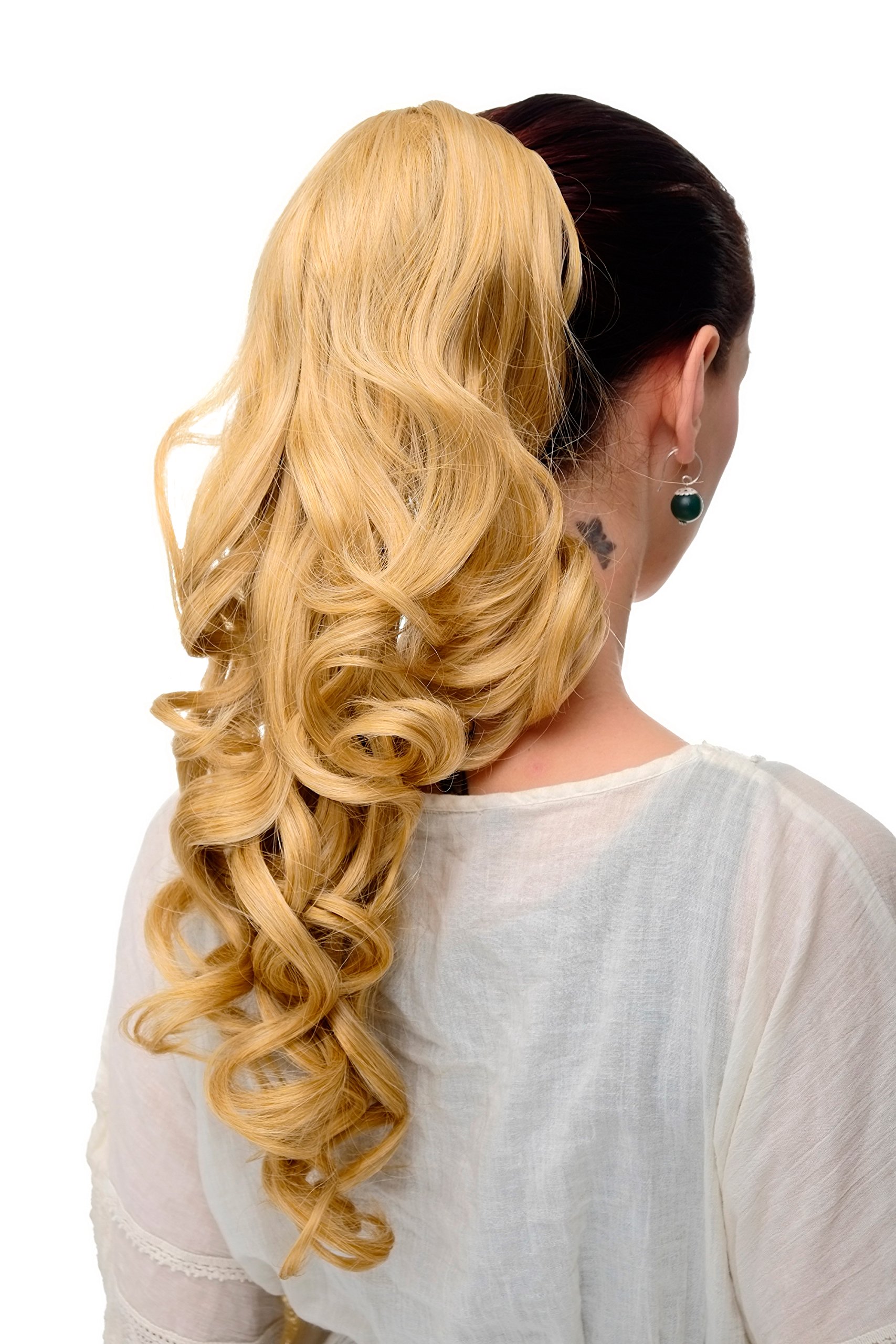 WIG ME UP SA09-66 Hairpiece ponytail extension very long BEAUTIFUL wavy slightly curly curls straw blond 20inch