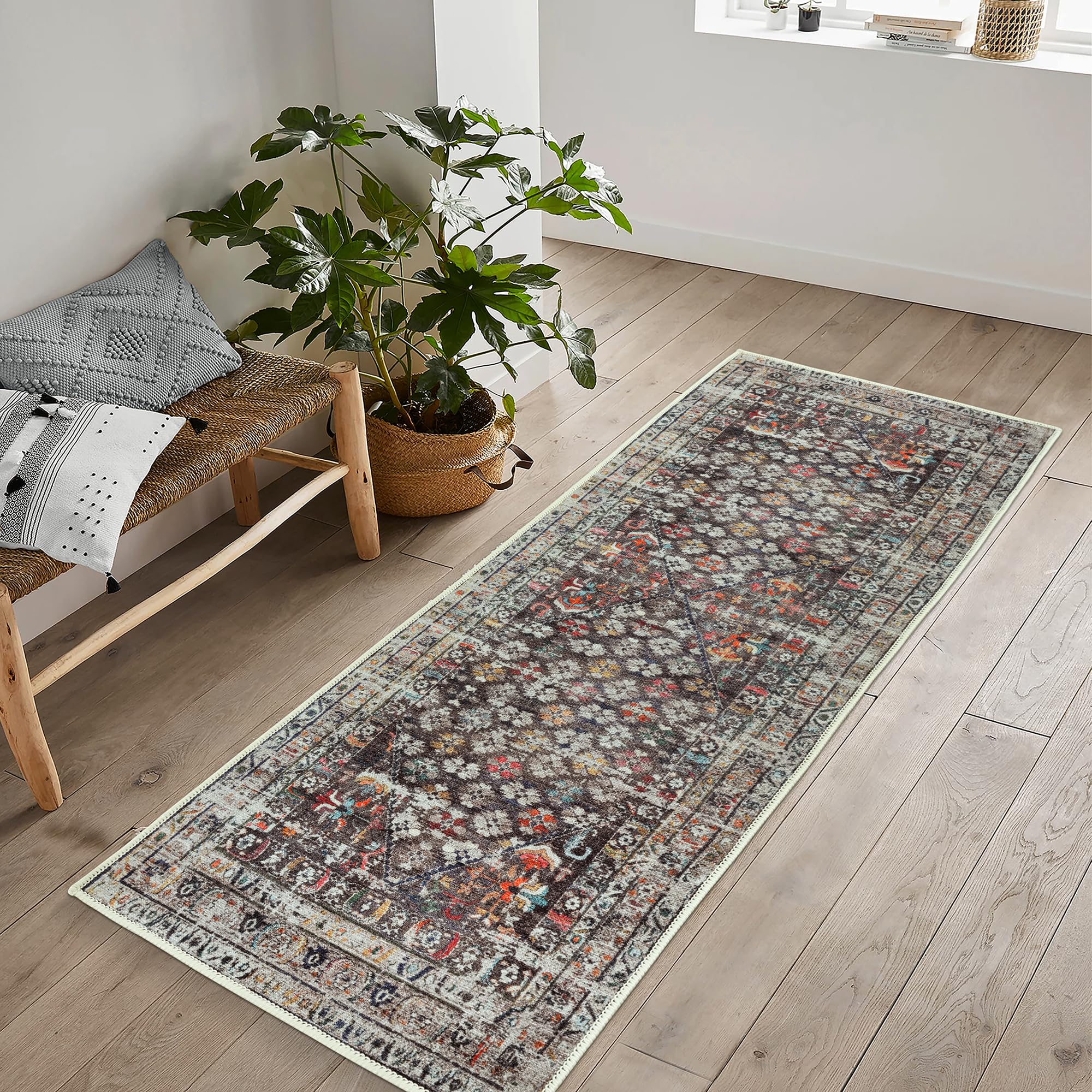 artyrugs Machine Washable Rug, 60x110cm, 75% Recycled Cotton, Short Pile, Non-Slip Backing, Non-Shedding, Suitable for Bedroom, Kitchen, Hallway, Office, Runner, Opal Charcoal