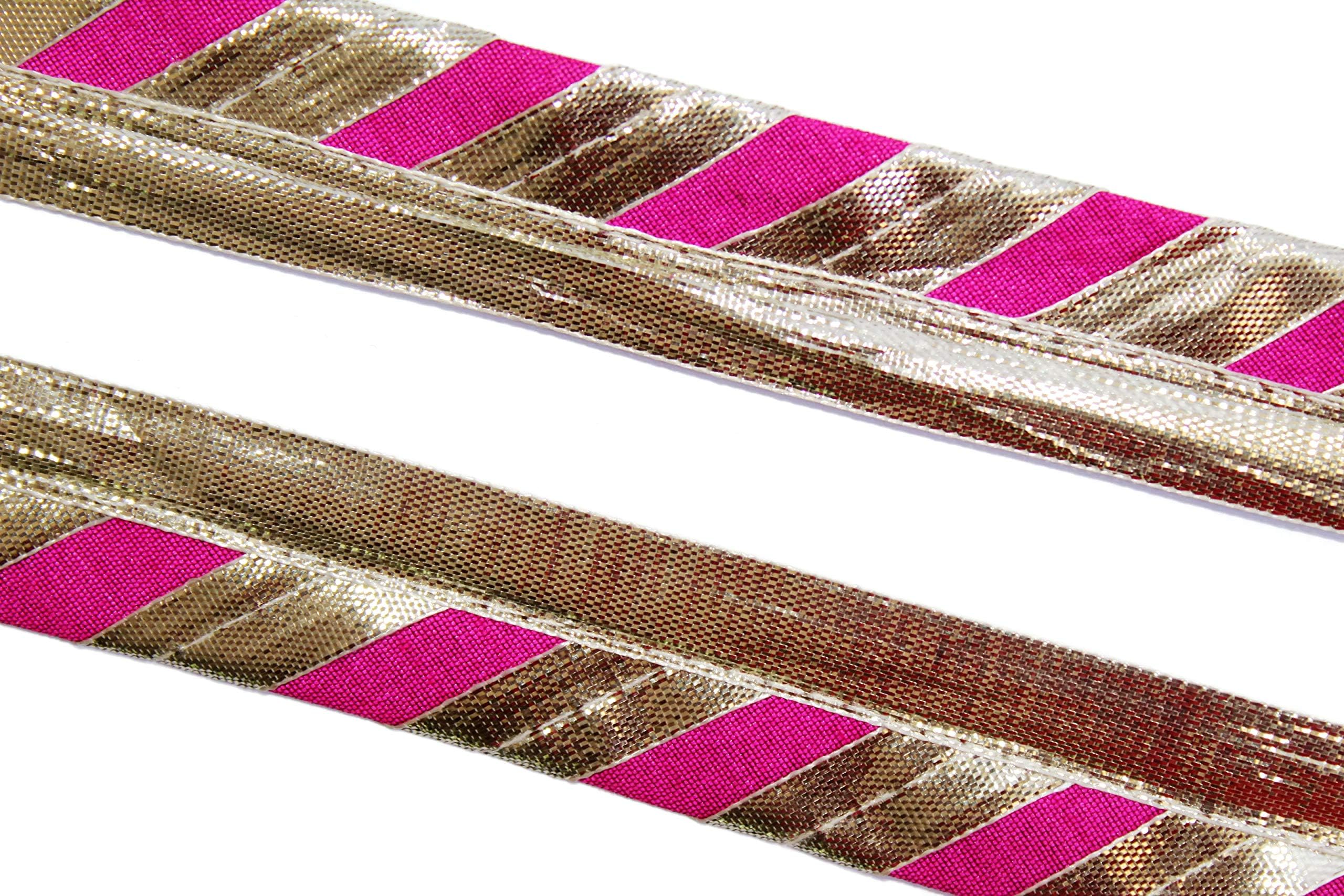 Pink Scarf lace Trim 01" Wide 09 Yards by Idukaancrafts
