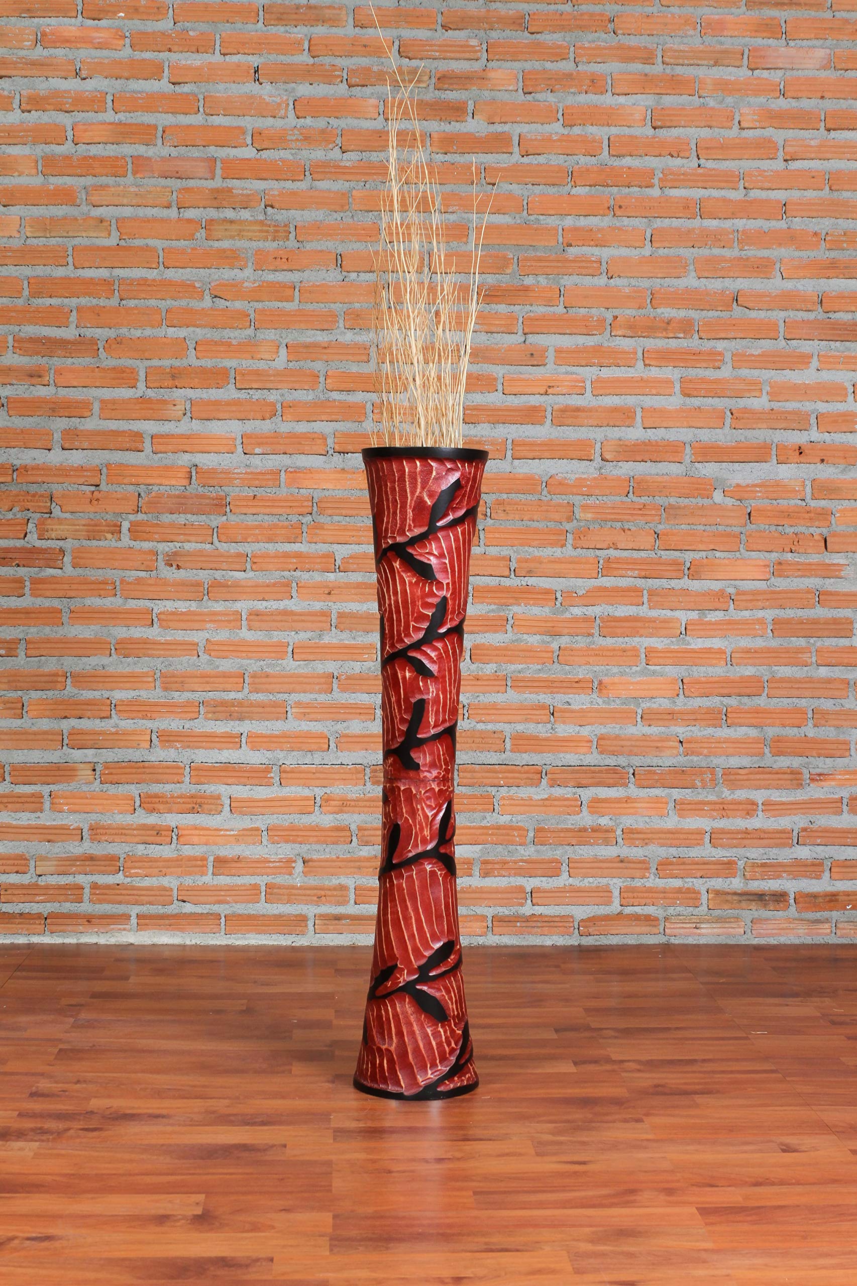 Leewadee Tall Big Floor Standing Vase For Home Decor 90 cm, Mango Wood