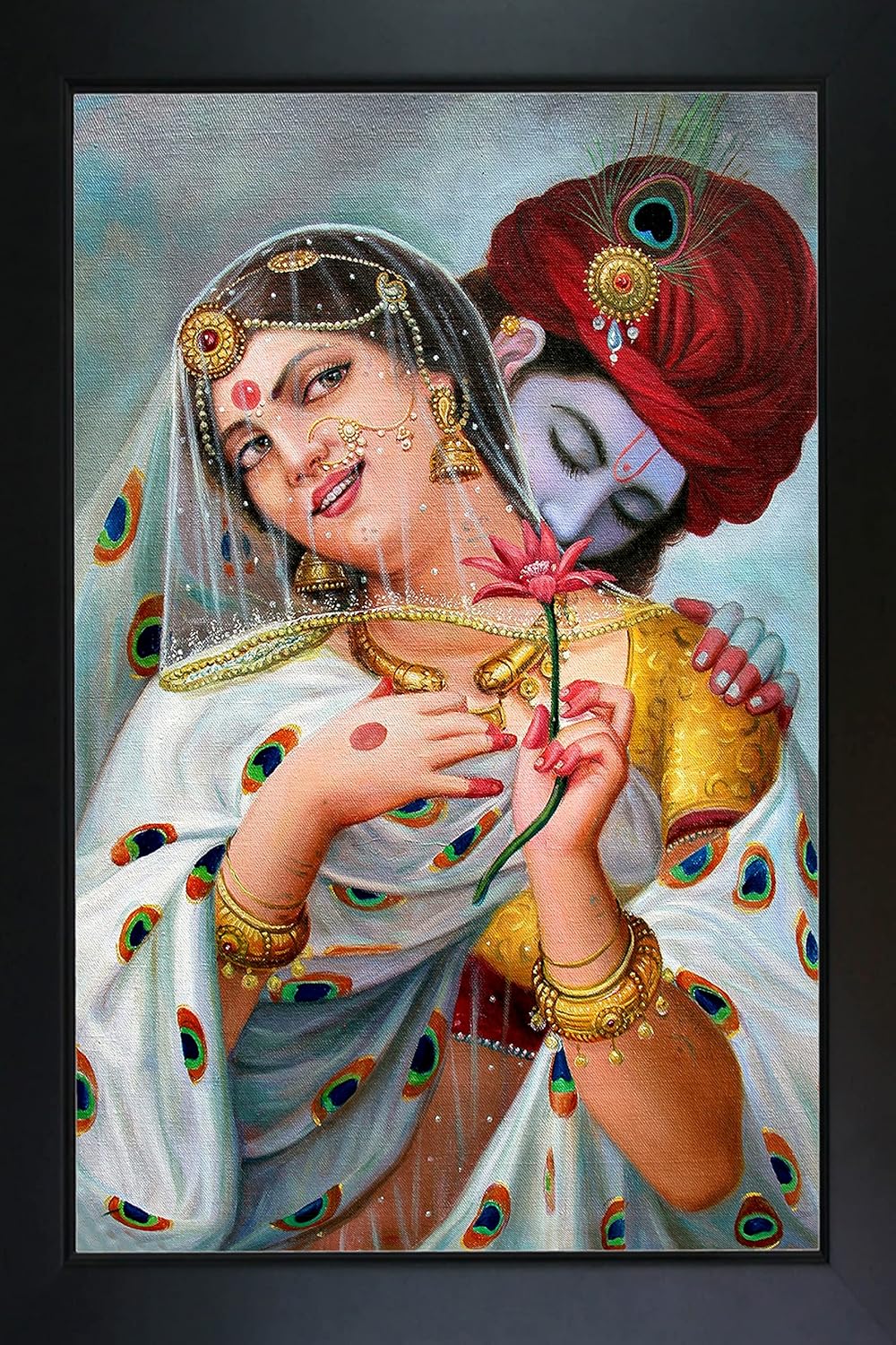 Radha Krishna Photo Frame Wall Painting For Home Decoration And Gifting