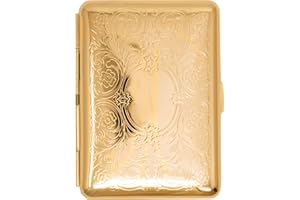 STEPHANIE IMPORTS Gold Victorian Scroll (14 Kings) Metal-Plated Elastic Bands Cigarette Case & Stash Box
