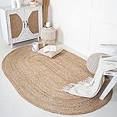 RAJRANG Large Oval Jute Rug 6'x 9' Natural Hand Woven Boho Reversible Braided Rigo Area Rugs