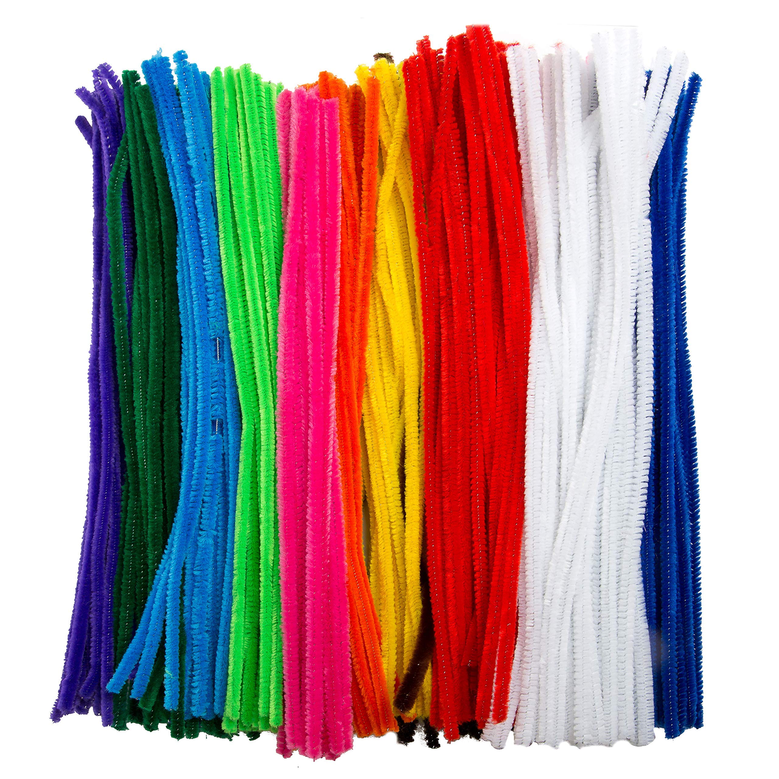 360 x Long Pipe Cleaners for Crafts - Jumbo Pack in 10 Assorted Colors - Includes 60 Fluorescent Colors - Chenille Stems