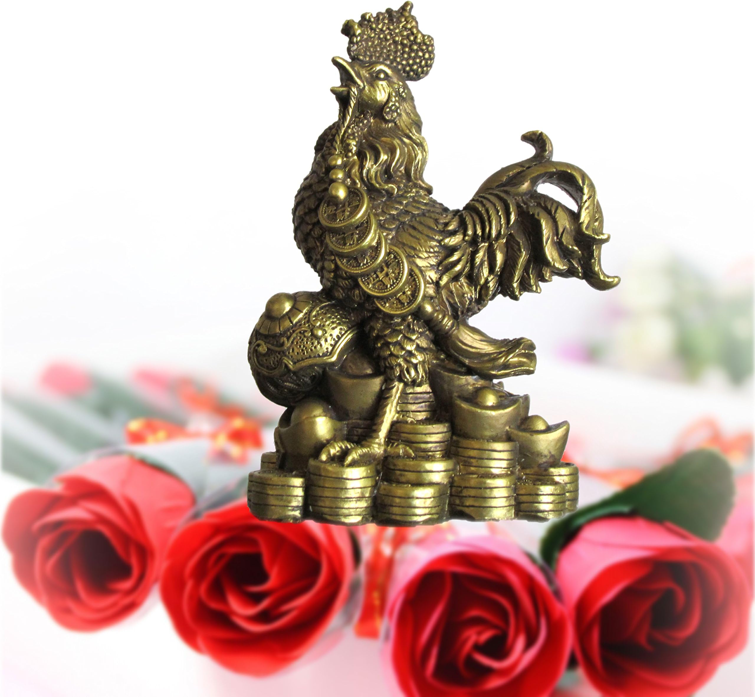 Digitsy Styles Zodiac Rooster Lucky Charm Figurine - Brings Love, Happiness, Wealth and Success, attracts Money Like a Magnet, Makes a Feng Shui Design. (4.7")