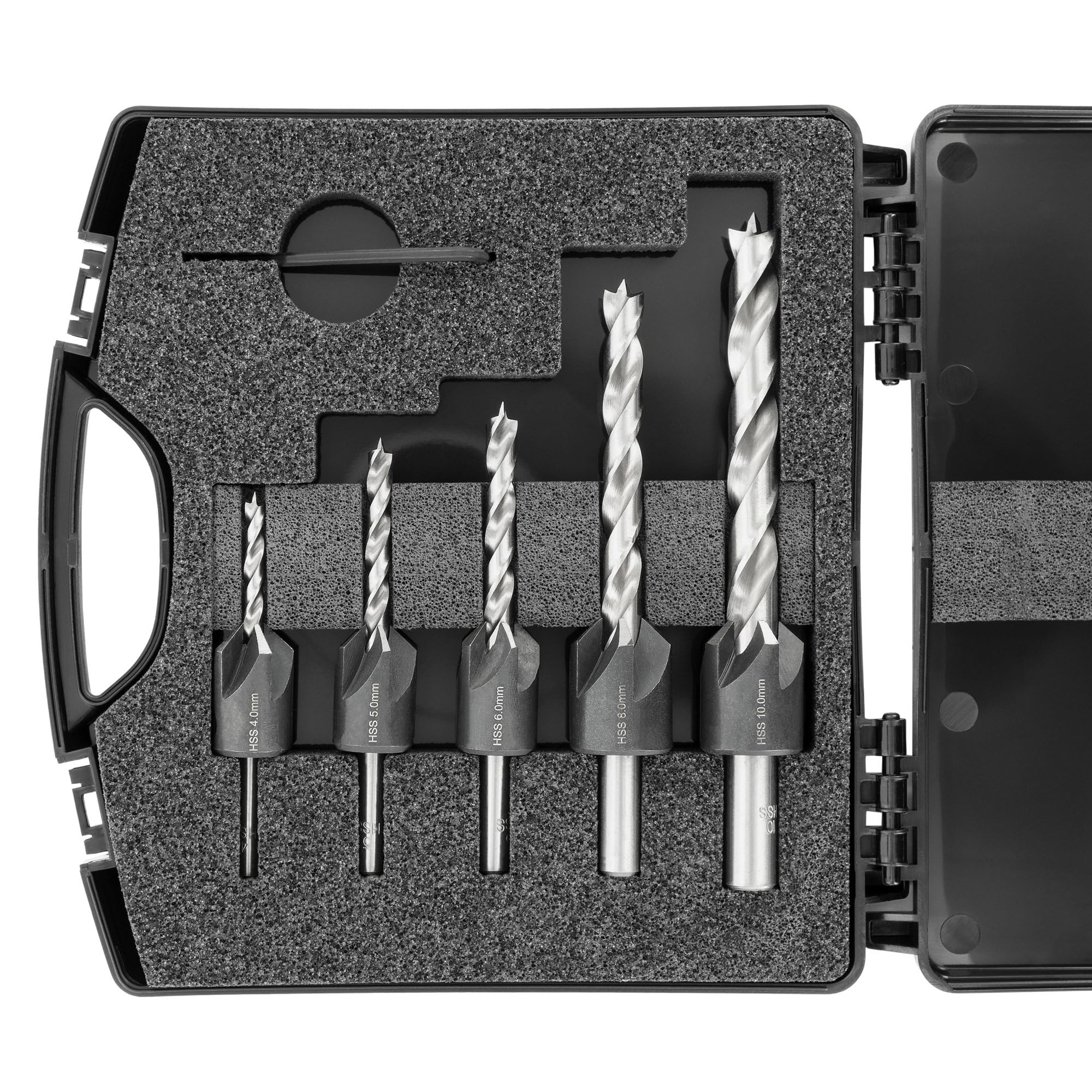 ENT 26515 5-piece HSS-G drill countersink set 4 5 6 8 10 mm - ground HSS wood drill bit - in plastic case