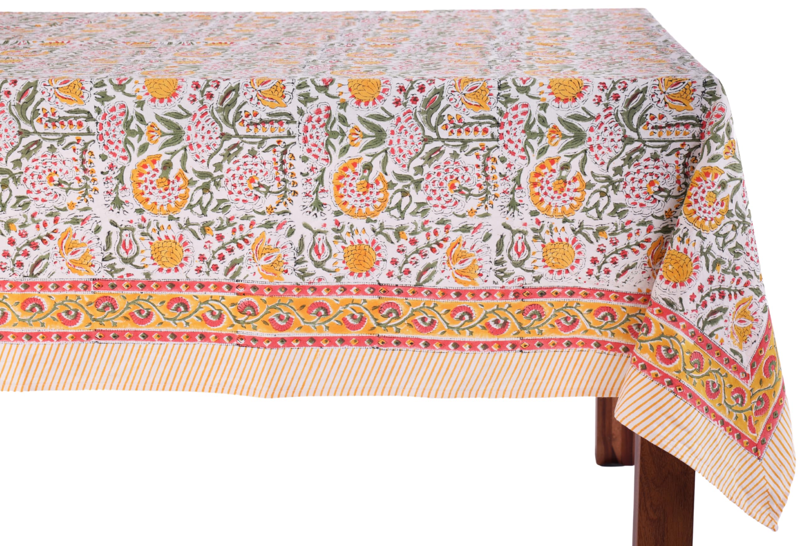 Photo 1 of *MINOR DAMAGE - USED*
ATOSII Clover Yellow 100% Cotton Rectangle Fall Tablecloth, Handblock Floral Print Linen Table Cloth for Kitchen Dining I Parties, Weddings, Outdoors, Christmas, Thanksgiving Decor 60 X 108 Inches