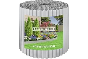 RRG Metal Garden Edging Border, Corrugated Steel Landscaping, DIY for Lawn (Silver, 10 Inch x 20FT)