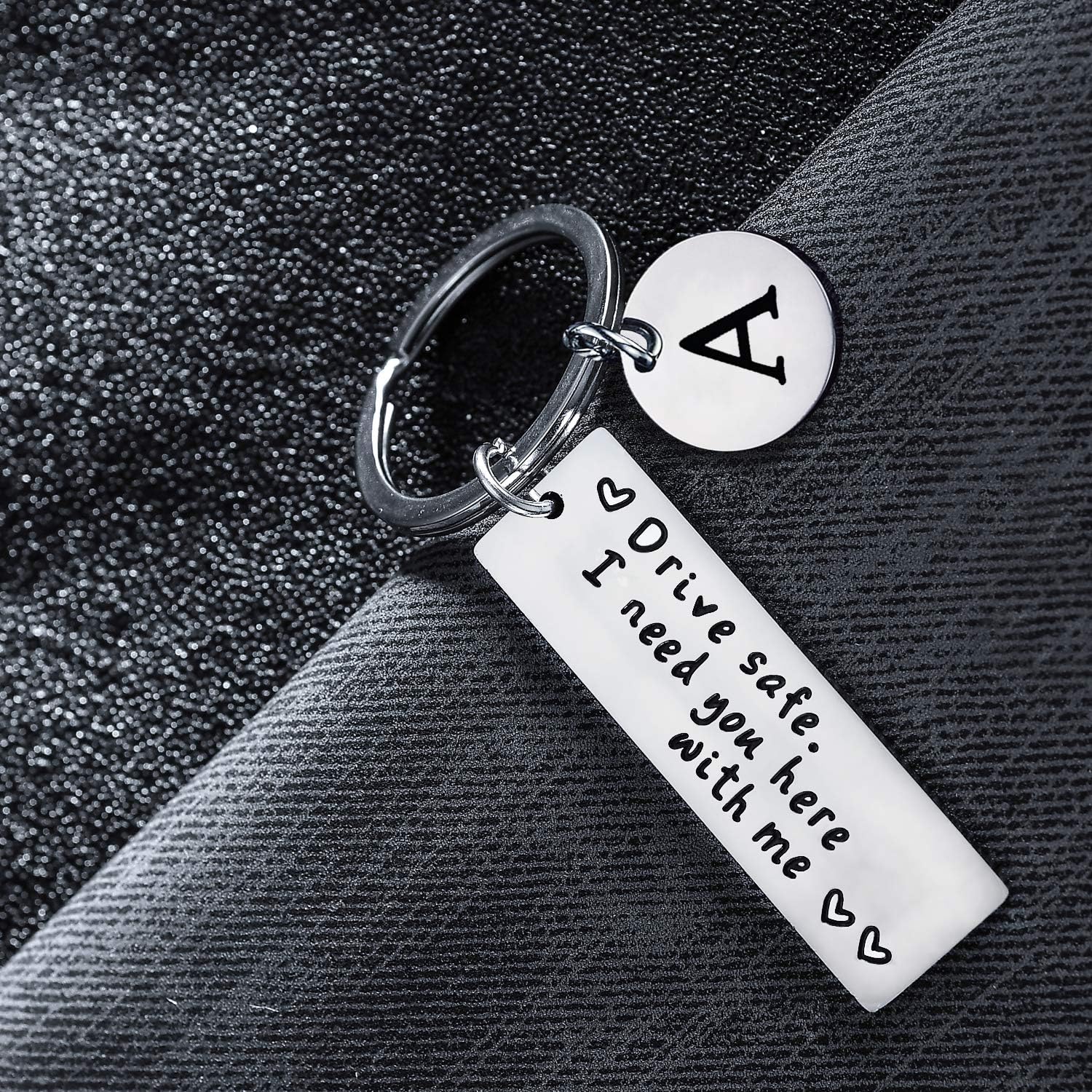 BESPMOSP Drive Safe Keychain Appreciatione 26 Letter Keychain Father's Day Birthday Gift Gifts for Husband Dad Boyfriend (Drive Safe A) - Image 4