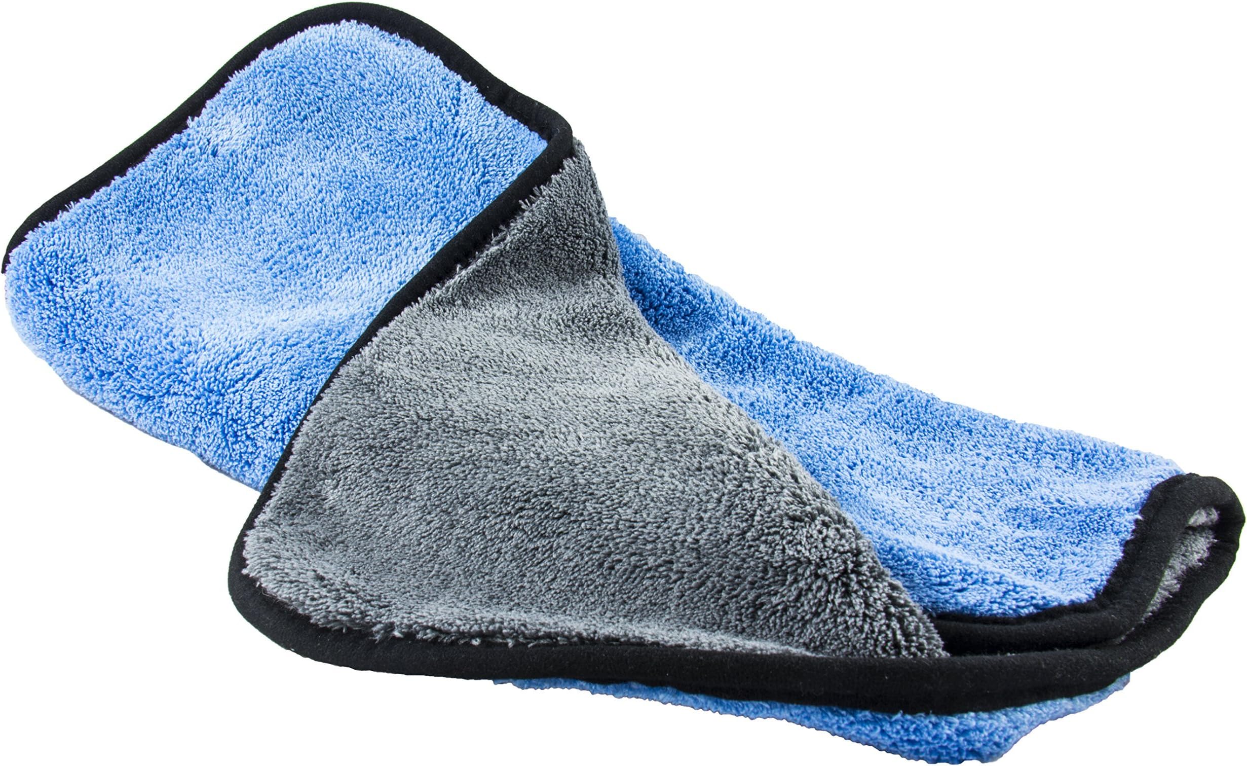 Ultra Plush Microfiber Cleaning & Waterless Car Washing Towel By Slush HD - Highly Absorbent Fast Drying Polyester & Polymide Blend Cloth-23’’x15’’ -1000 GSM –Traps Lint & Dirt - Blue & Grey