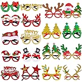 Max Fun 18Pcs Christmas Party Glasses Glitter Holiday Glasses Frames with 18 Designs Christmas Accessories for Christmas Party Favors Holiday Favors(One Size Fits All)