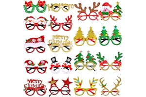 Max Fun 18Pcs Christmas Party Glasses Glitter Holiday Glasses Frames with 18 Designs Christmas Accessories for Christmas Party Favors Holiday Favors(One Size Fits All)