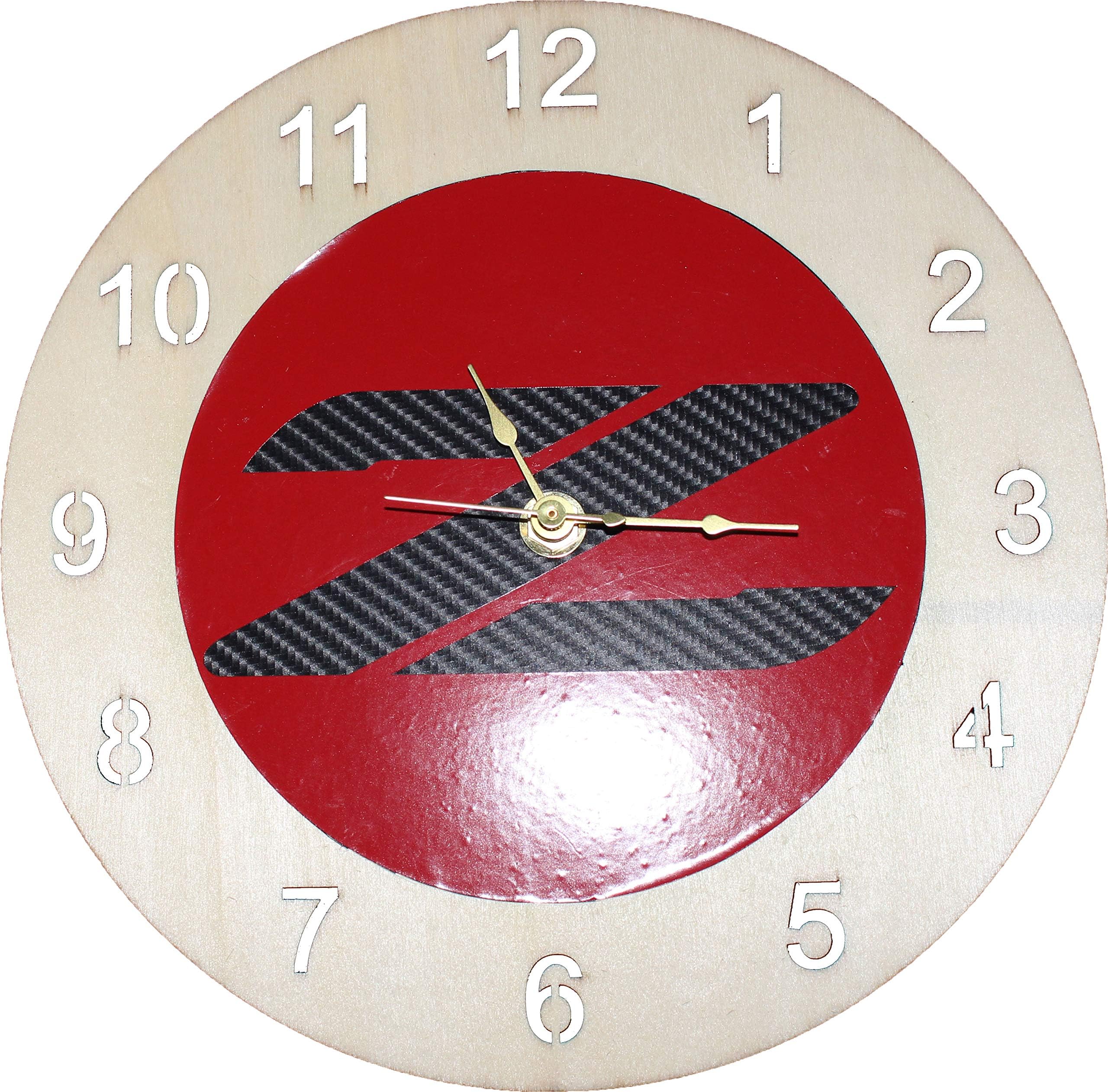 Nissan Z Logo Clock red Carbon Fiber Wood 300zx 350z 370z 280zx 240z