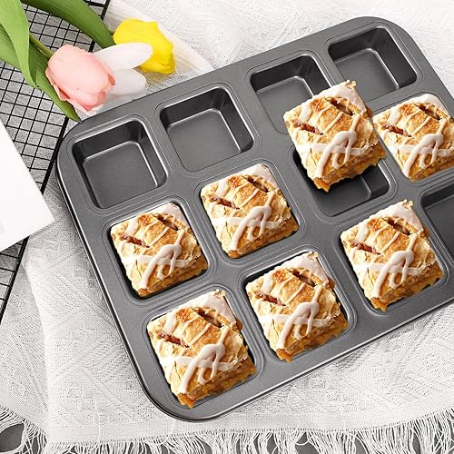 Beasea Brownie Pan with Dividers, Set All Edges Square Cupcake Brownie  Pans 12 Mini Cavity Non Stick Baking