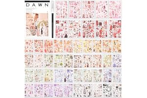 AHMAGEN Vintage Washi Stickers for Scrapbooking, Scrapbook Stickers for Junk Journals, 50 Sheets Aesthetic Sticker Book for Journaling Supplies,Art Bullet Journals for Adults Teens Girls with 1pcs Carving