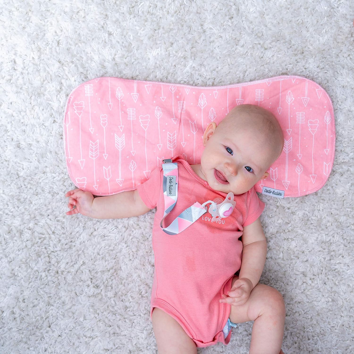 Baby Burp Cloths Pack of 5 by Dodo Babies + 2 Pacifier Clips + Pacifier Case, Premium Quality for Girls Soft and Absorbent, Excellent Baby Shower/Registry Gift: Kitchen & Dining