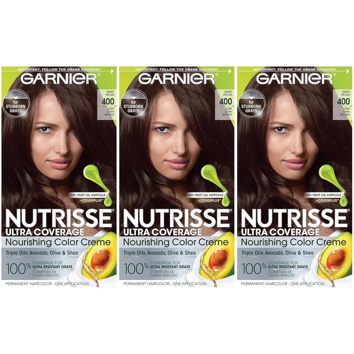 Amazon Com Garnier Hair Color Nutrisse Ultra Coverage Nourishing Hair Color Creme Deep Dark Brown Sweet Pecan 400 3 Pack Pack Of 3 Beauty