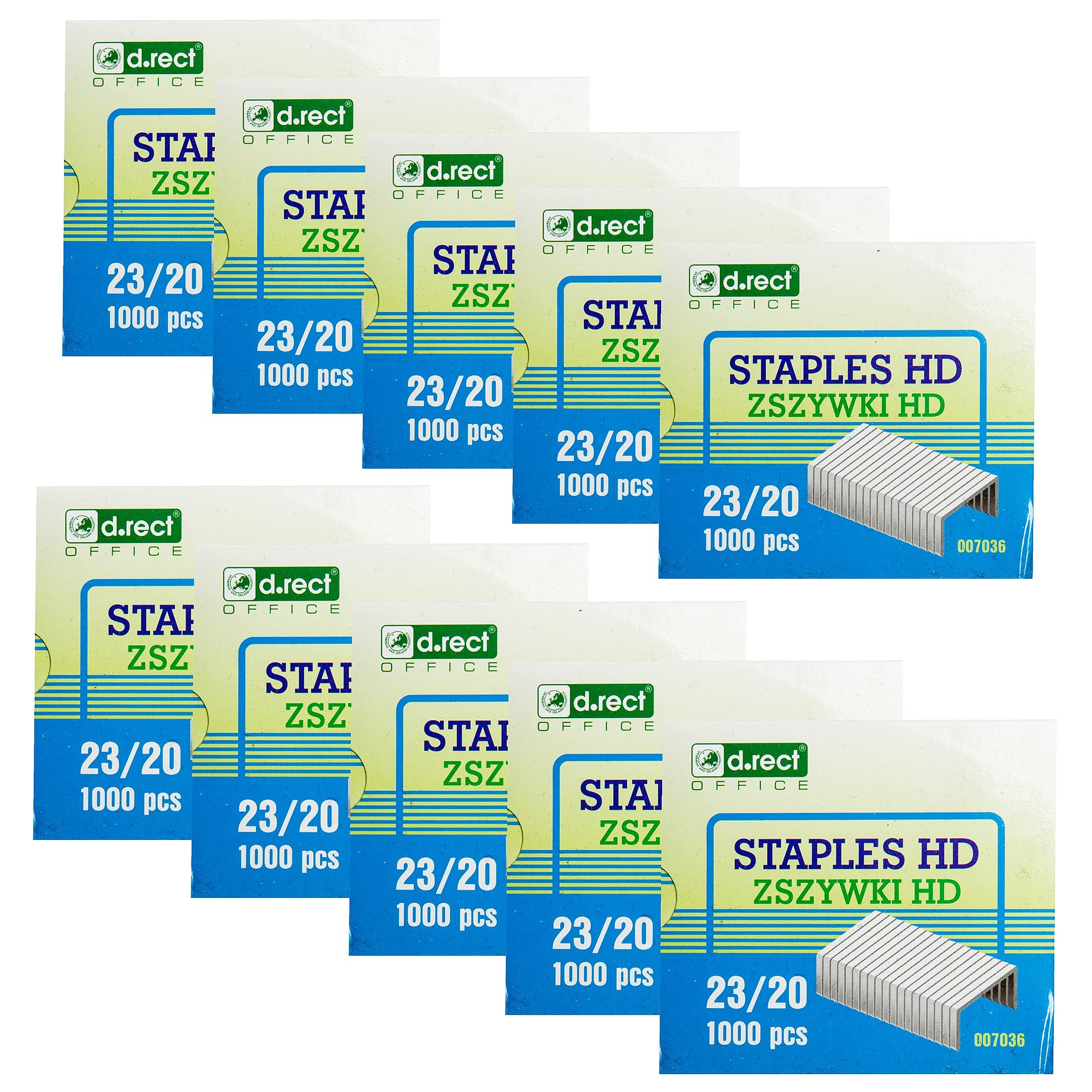 D.RECT Silver Office Staples 23/20, 10,000 Pieces, 10 x 1000, 0.2 Inch Crown Width, 8cm x 9cm