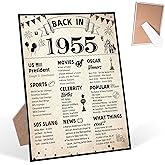 Vintage Back in 1955 Table Sign, 70th Birthday Party Decorations, 70 Years Old Poster For Men Or Women, 70th Birthday Gift for Him Her, 8 * 11" Wooden Sign With Stand, 70th Birthday Gift Idea