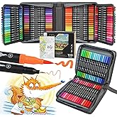 ZSCM 100 Colors Markers for Adult Coloring Books No Bleeding - Duo Tip Brush Pen, Artist Fine & Brush Coloring Markers for Adult Calligraphy, Drawing, Sketching & Journaling