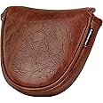 Craftsman Golf Premium Leather Brown Blade Mallet Putter Cover Driver Fairway Wood Headcover Cover Magnetic Closure