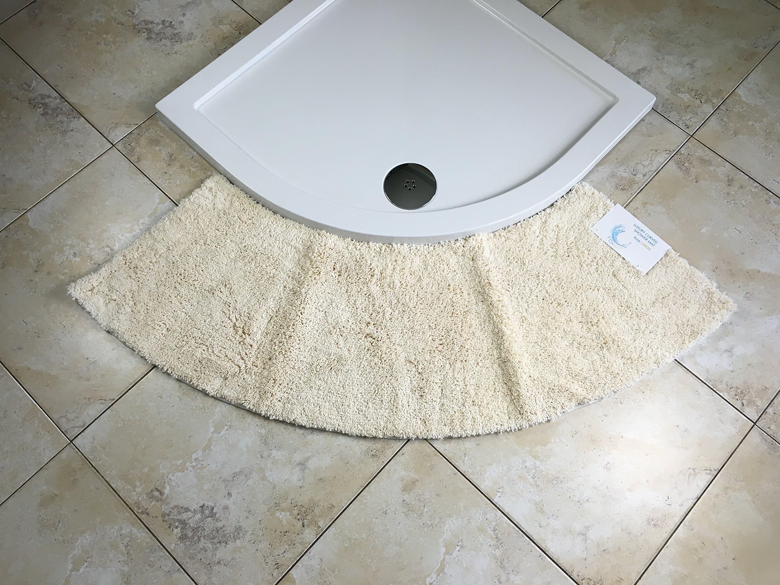 Cazsplash Luxury Quadrant Large Curved Shower Mat (Cream)
