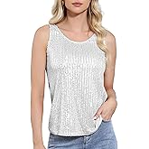 MINIDORA Women's Sequin Tops Sparkly Dressy Party Vests Glitter Sleeveless Shirts