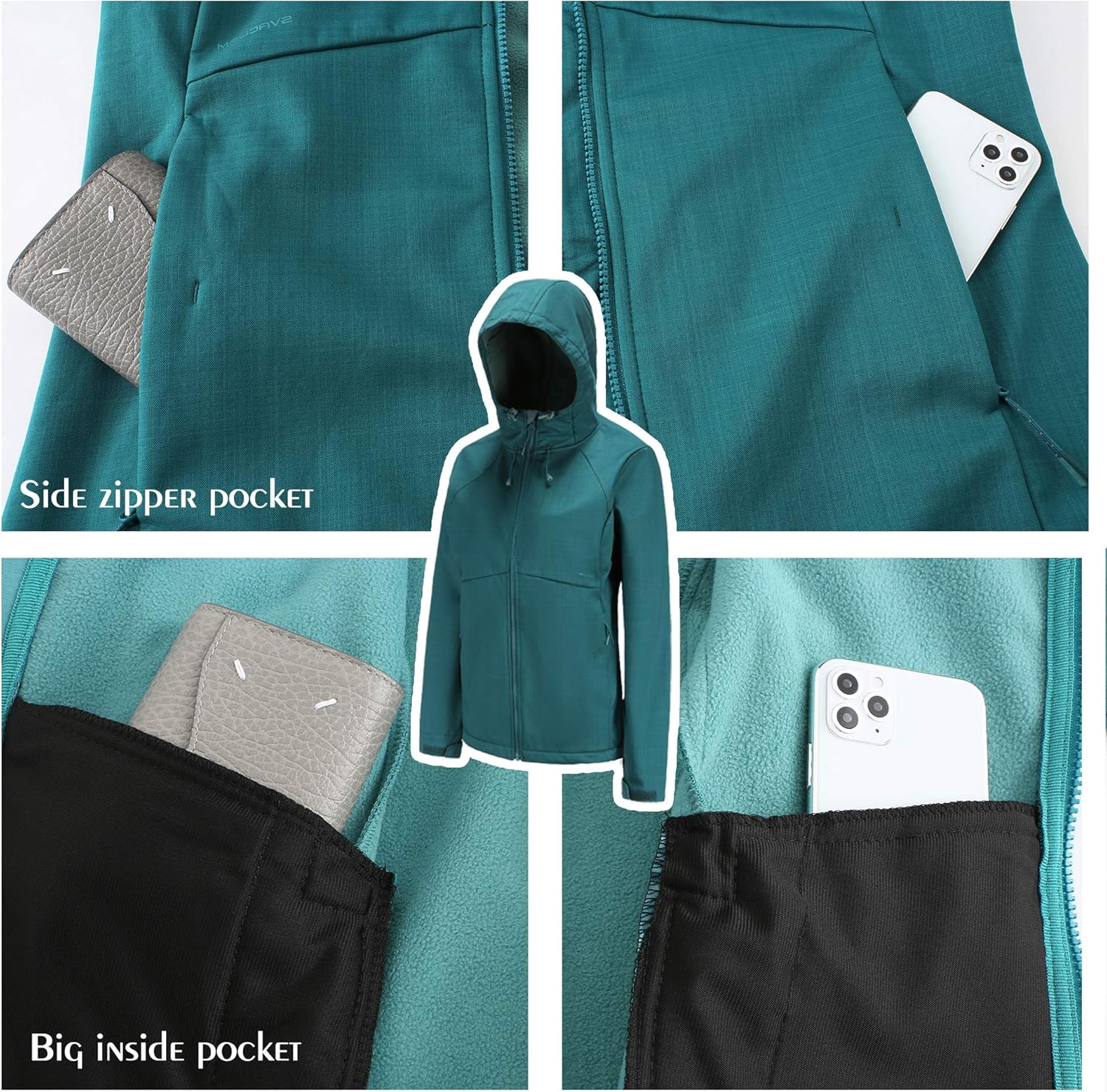 svacuam Women's Fleece Lined Softshell Waterproof Jacket Lightweight Anorak Hiking Coat: Clothing