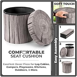 Sorbus Tree Stump Stool, Storage Ottoman 15 Inch