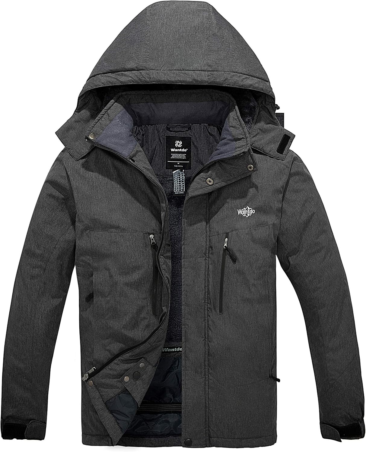 Wantdo Men's Mountain Skiing Jacket Fleece Snowboarding Jackets Waterproof Winter Snow Coat Windproof Raincoat