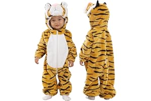 TONWHAR Kids' And Toddlers' Infant Tiger Dinosaur Animal Fancy Dress Costume Outfit Baby Hooded Romper Jumpsuit