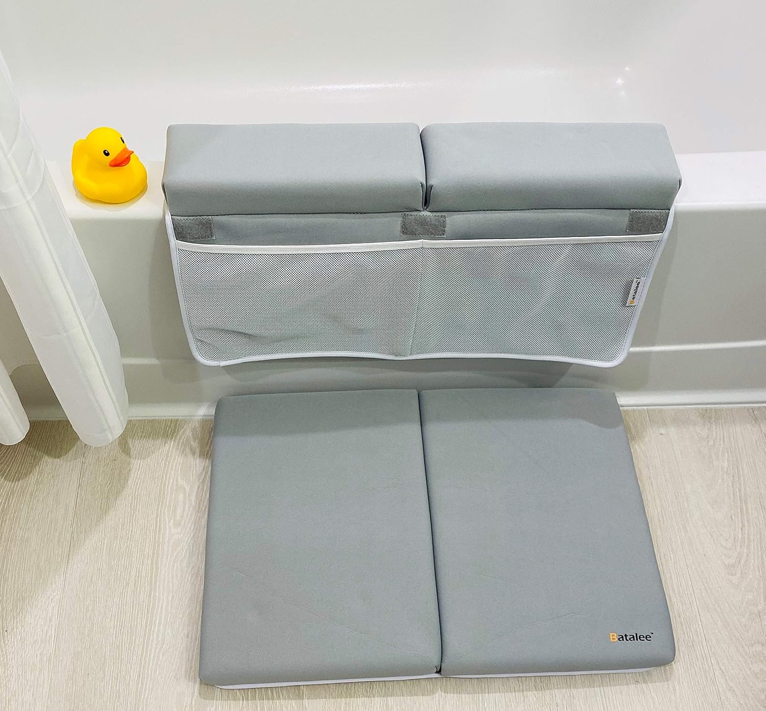 Bath Kneeler and Elbow Rest Pad - Batalee Set for Tub Bathing Large Padded Kneeler Mat for Extra Comfort 4 Extra Large Mesh Pockets Bathtub Toys Shampoo Soap Bottles Organized Baby Shower Newborn Gift : Baby