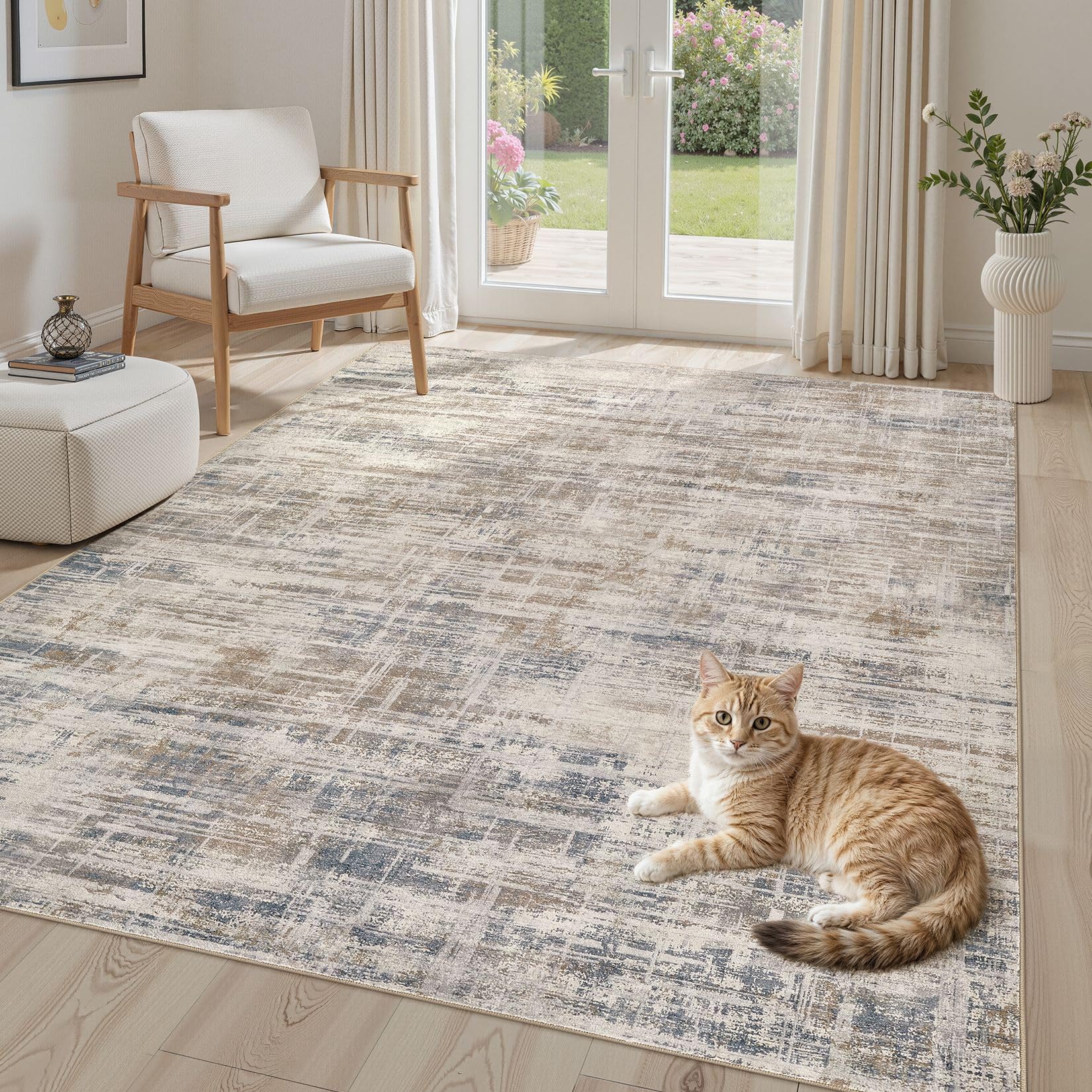 Photo 1 of *MINOR DAMAGE - USED*
UERMEI Area Rug for Living Room: 6x9 Washable Neutral Abstract Modern Soft Rugs Non Slip Indoor Floor Stain Resistant Large Carpet for Bedroom Dining Room Office Nursery - Brown