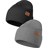 Beanie Hats for Men Women Knit Winter Hat, Warm Skull Stocking Cap, Striped Snow Hat Heated Cuffed Beanie