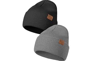 BUAUTY Beanie Hats for Men Women Knit Winter Hat, Warm Skull Stocking Cap, Striped Snow Hat Heated Cuffed Beanie