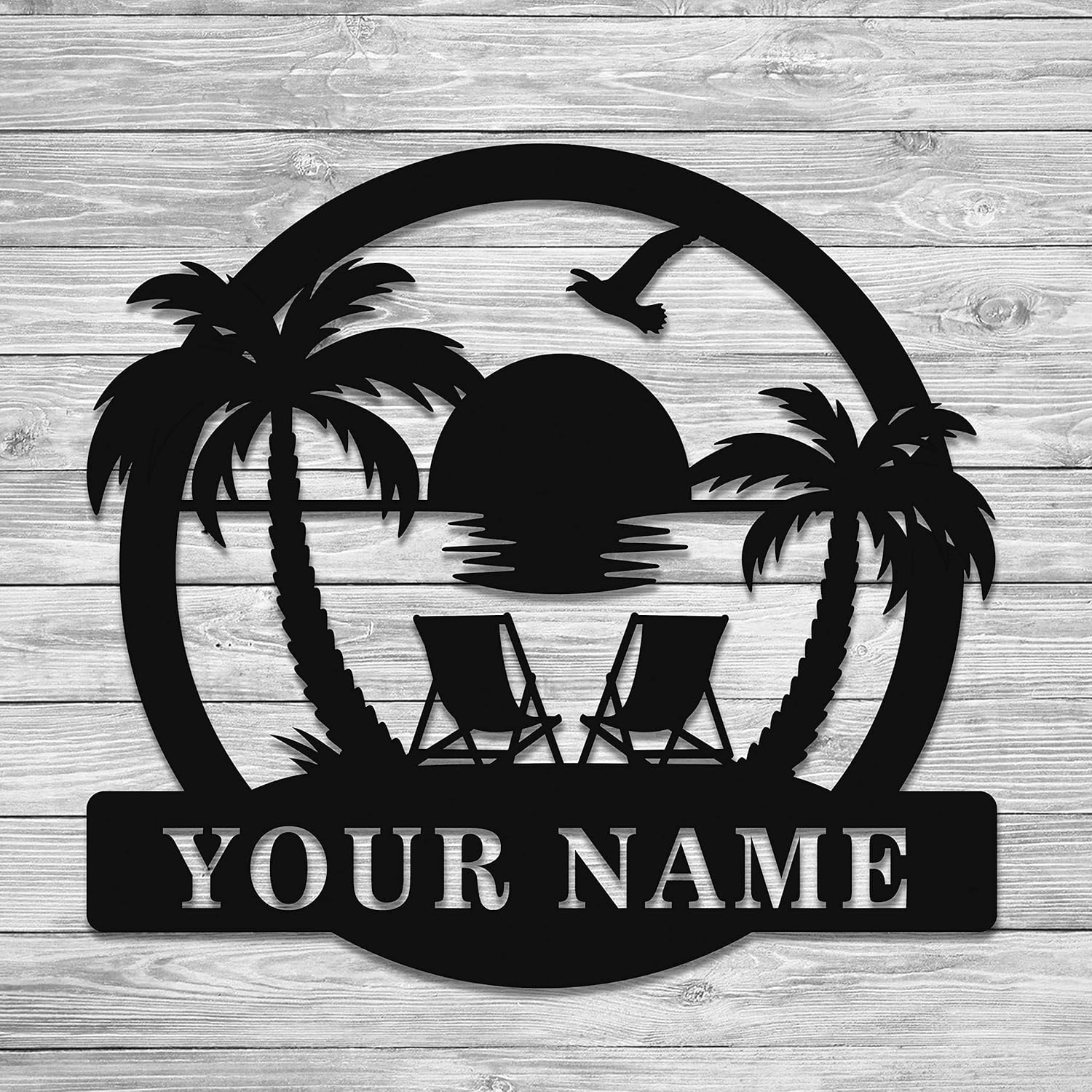 Sunset Beach sign Personalized Metal Monogram, Wedding Gift