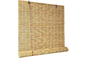 LCBDYLR Roll Up Reed Shade Bamboo Outdoor Window Blind with Lifter Light Filtering Sun Shade for Patio Porch Balcony Yard Gazebo Rustic Roll Up Curtain for Exterior UV Protection