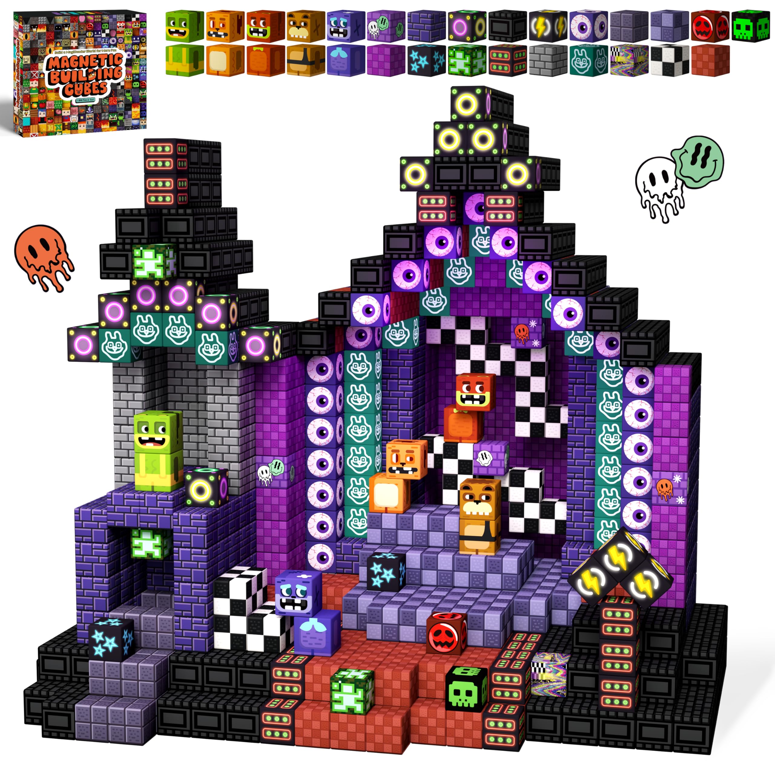 idoot 100PCS Magnetic Blocks Monster Bear Montessori STEM Toys, Build MagWonder with Building Construction Playset, Halloween and Birthday Gifts for 5 Year Old Boys