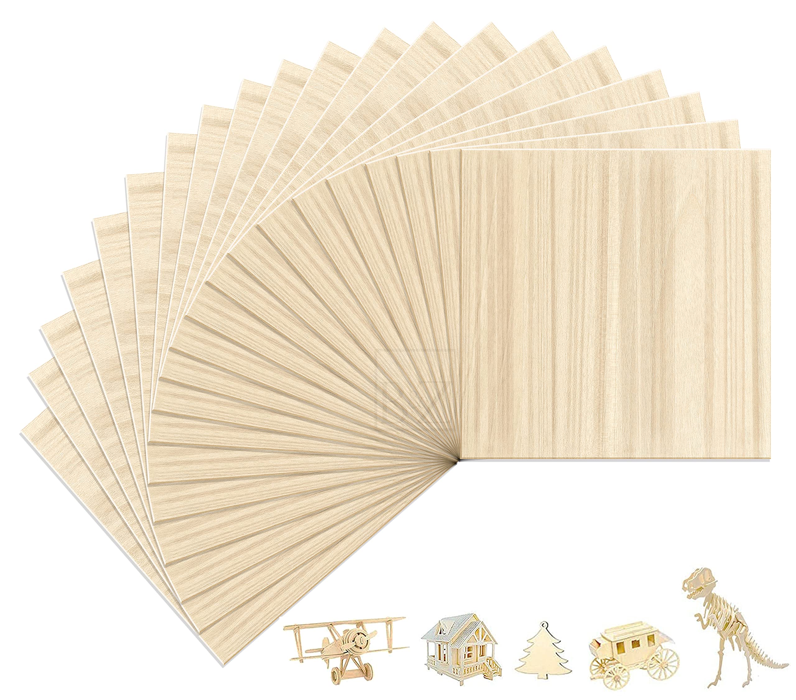 B&Z Paulownia Wood Sheets 10cm x10cm -20 Pcs | Unfinished Wood Board Hobby Smooth, Easy to Cut, Nice Grain Pattern | Perfect for DIY, Pyrography, Engraving, Laser Cutting, Modelling, Home Deco