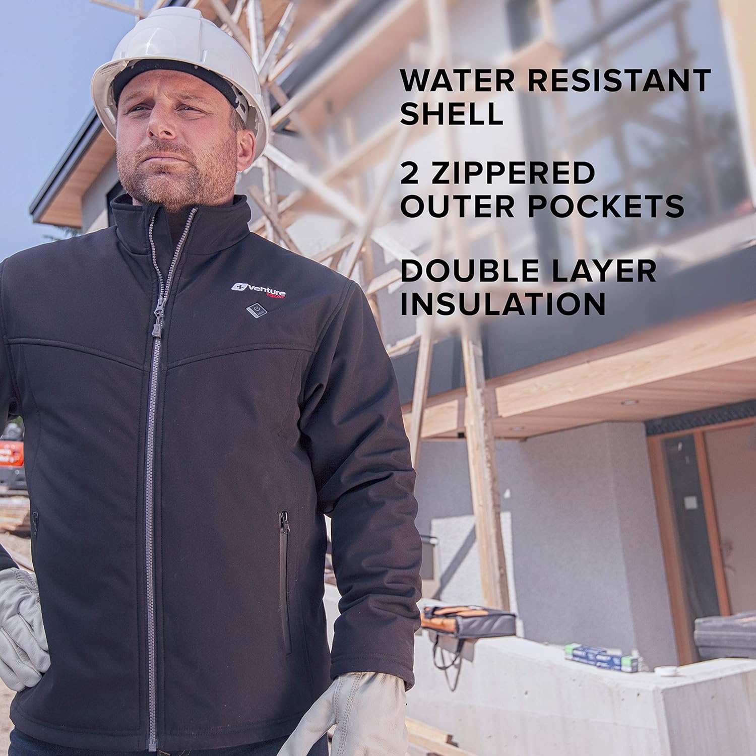 Venture Heat Men's Softshell Heated Jacket with Battery - Windproof Electric Insulated Coat, Outlast 2.0: Clothing