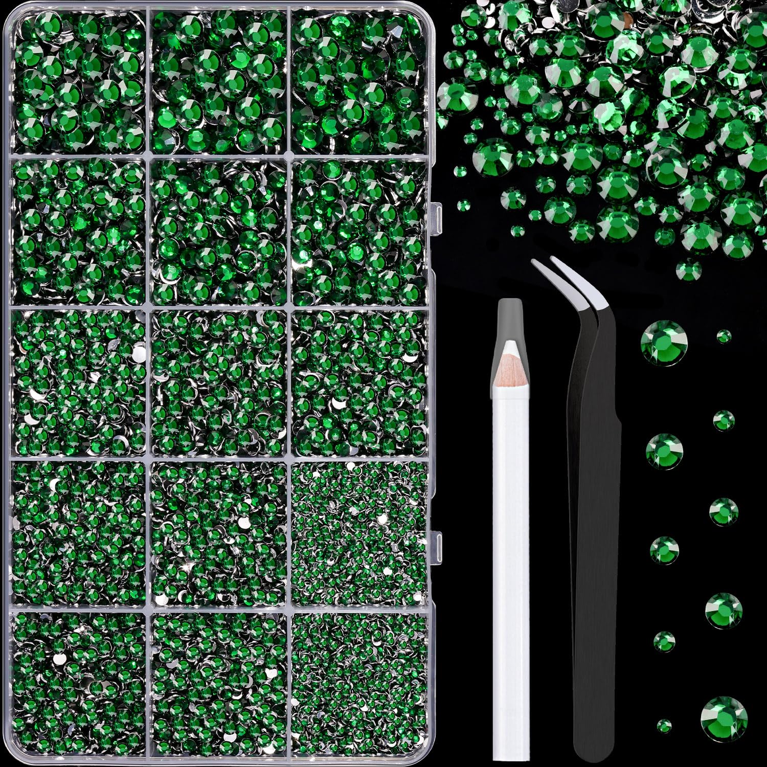 16000Pcs Resin Rhinestones with Tweezers for