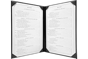 Goodsmart Columbia Casebound Menu Covers – 5-Pack, Black Premium Faux Leather Restaurant Menu Holders, 8.5" x 14", 2-View with Interior Album Corners