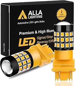 Alla Lighting 3157 LED Bulbs Super Bright 3156 3056 3157KX 4157 3457 4157NAK 3757 T25 Wedge LED Turn Signal Blinker Lights, Amber Yellow