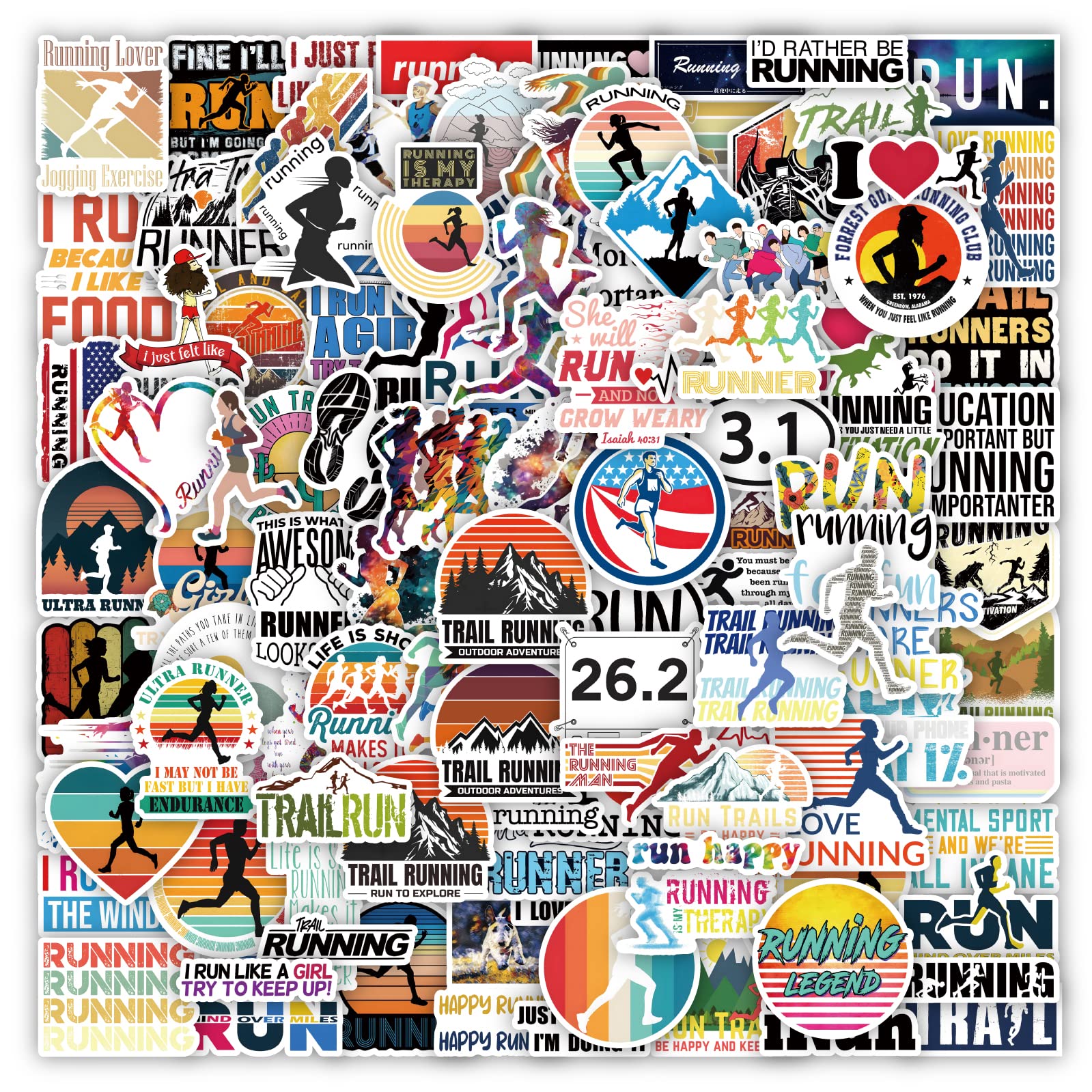 Photo 1 of WQOWEHI 110pcs Running Sticker Pack Sports Stickers Vinyl Waterproof Runners Stickers Water Bottle Laptop Car Stickers Perfect Running Boys Girls Teen Adults Gifts for Runners
