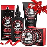 Bossman Essentials Beard Kit for Men, Set of 3 - Beard Oil Jelly, Fortifying Conditioner Cream, Beard Balm - Grooming Growth Care Accessories - Gift Set for Men (Hammer)
