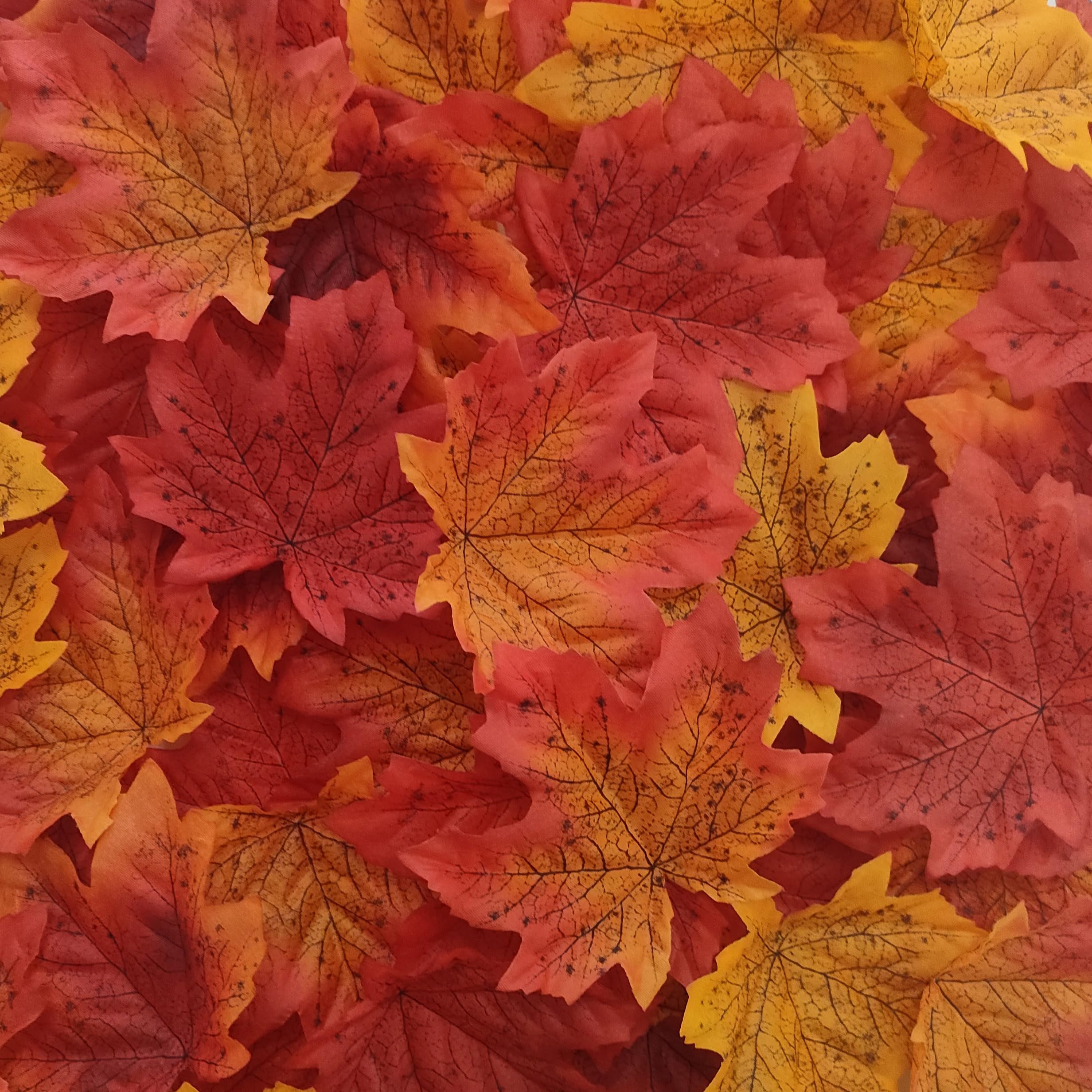 Photo 1 of 4.73'' Fall Leaves,0.7 LB Autumn Leaves Odorless,600 Pcs Large Artificial Maple Leaves Decor,Fake Fall Fake Leaves,Thanksgiving Decorations for Table Scatter Leaves(Late Autumn)